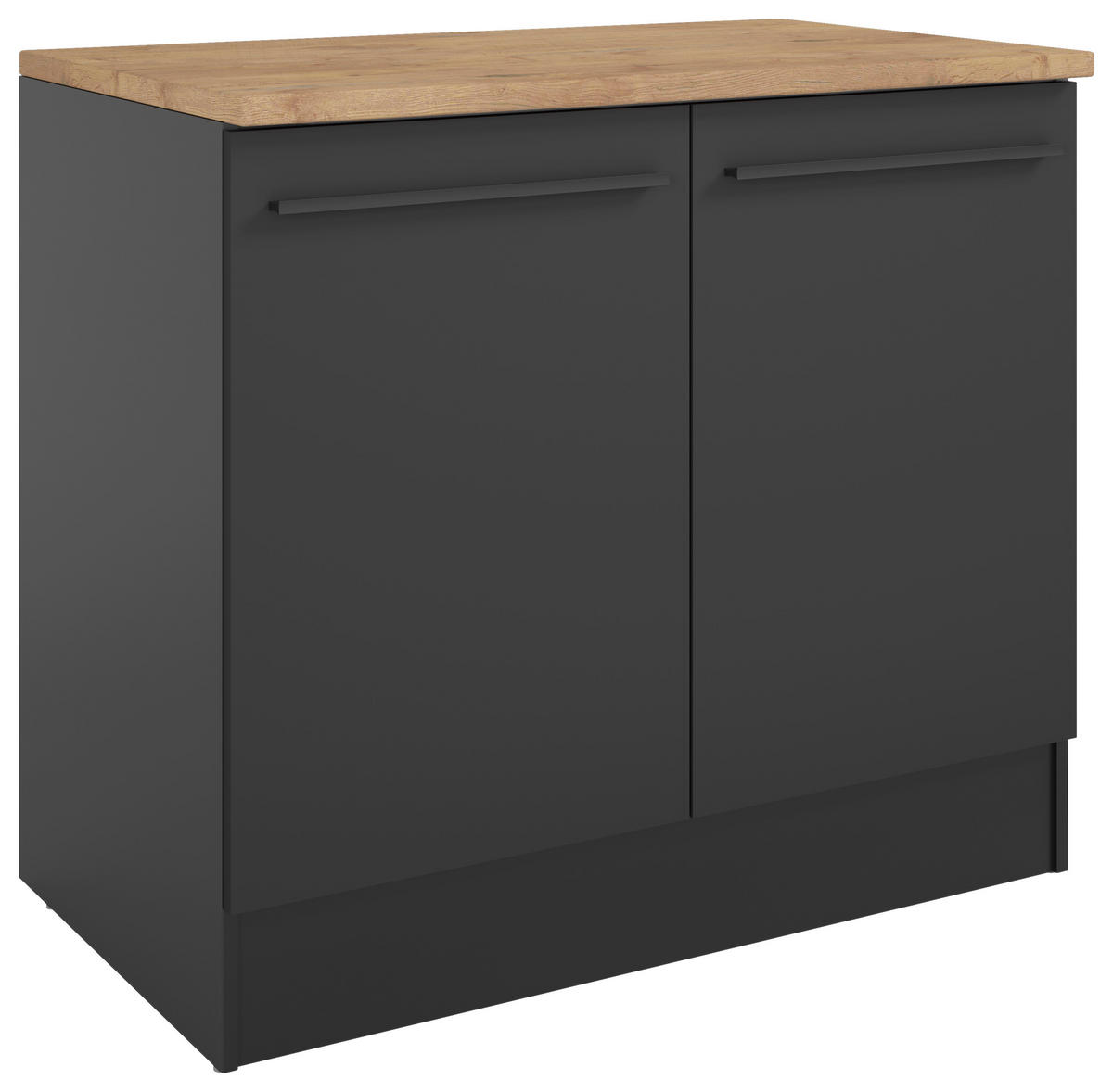 SPÜLENUNTERSCHRANK 100/90/60 cm  in Schwarz  - Eichefarben/Schwarz, Design, Holzwerkstoff/Kunststoff (100/90/60cm) - MID.YOU