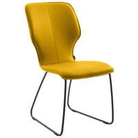 STUHL Echtleder Gelb  - Dunkelgrau/Gelb, Design, Leder/Metall (49/95/63cm) - Musterring