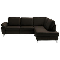 ECKSOFA in Echtleder Schwarz  - Chromfarben/Schwarz, Design, Leder/Metall (271/200cm) - Pure Home Lifestyle