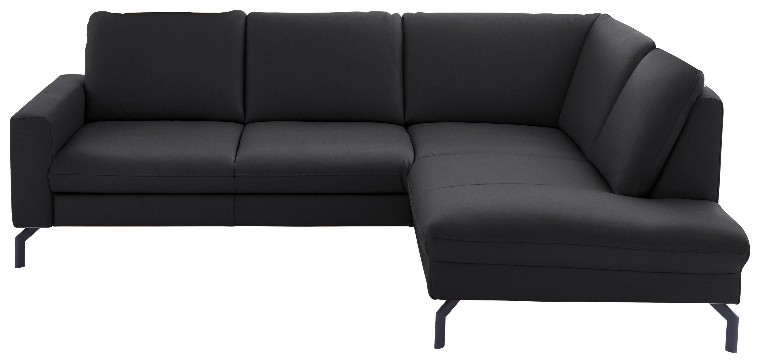 ECKSOFA in Echtleder Anthrazit  250/194 cm  - Anthrazit/Schwarz, Design, Leder/Metall (250/194cm) - Beldomo Premium