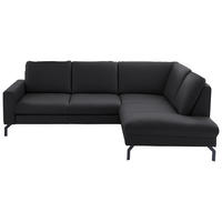 ECKSOFA in Echtleder Anthrazit  - Anthrazit/Schwarz, Design, Leder/Metall (250/194cm) - Beldomo Premium
