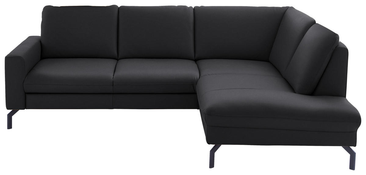 ECKSOFA in Echtleder Anthrazit  - Anthrazit/Schwarz, Design, Leder/Metall (250/194cm) - Beldomo Premium