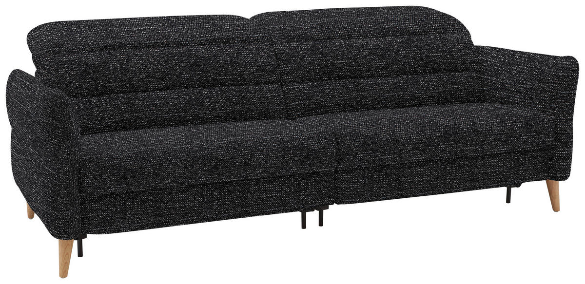 2-SITZER-SOFA  in Webstoff Schwarz  - Eiche Bianco/Schwarz, Design, Holz/Textil (234-262/85-106/98-112cm) - Dieter Knoll