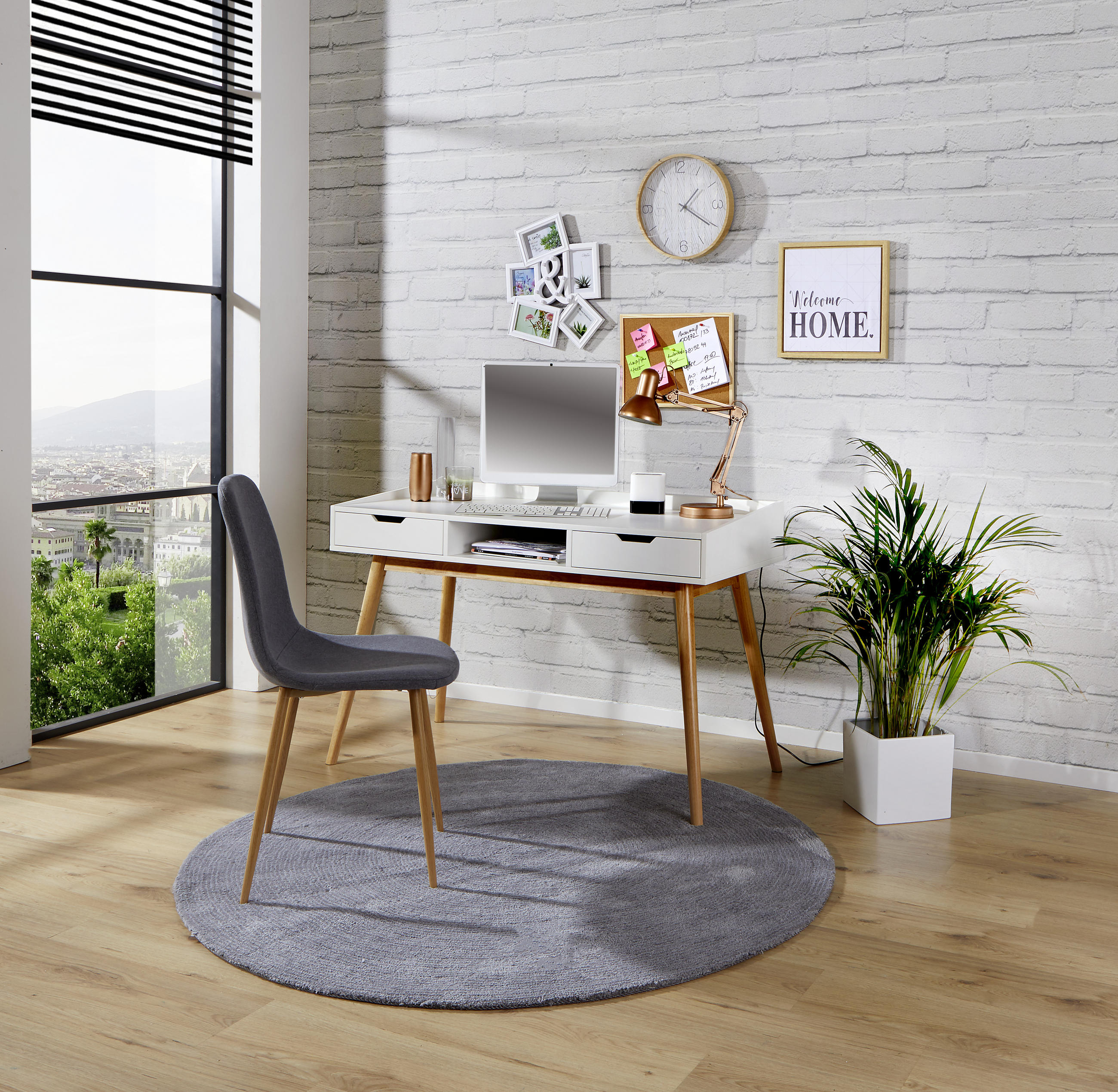 SCHREIBTISCH 120/55/80 cm in Naturfarben, Weiß - Weiß/Naturfarben, MODERN, Holz/Holzwerkstoff (120/55/80cm) - P & B