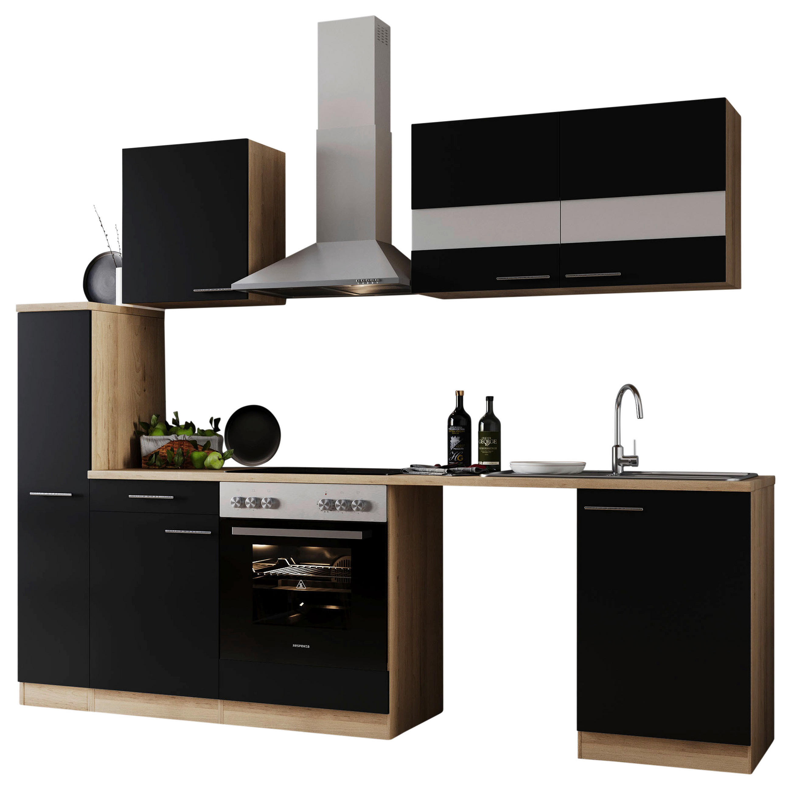 Thumbnail - Respekta Küchenblock Merle, Schwarz, Metall, 1 Schublade(n) Schubladen, seitenverkehrt montierbar, nur wie online abgebi...