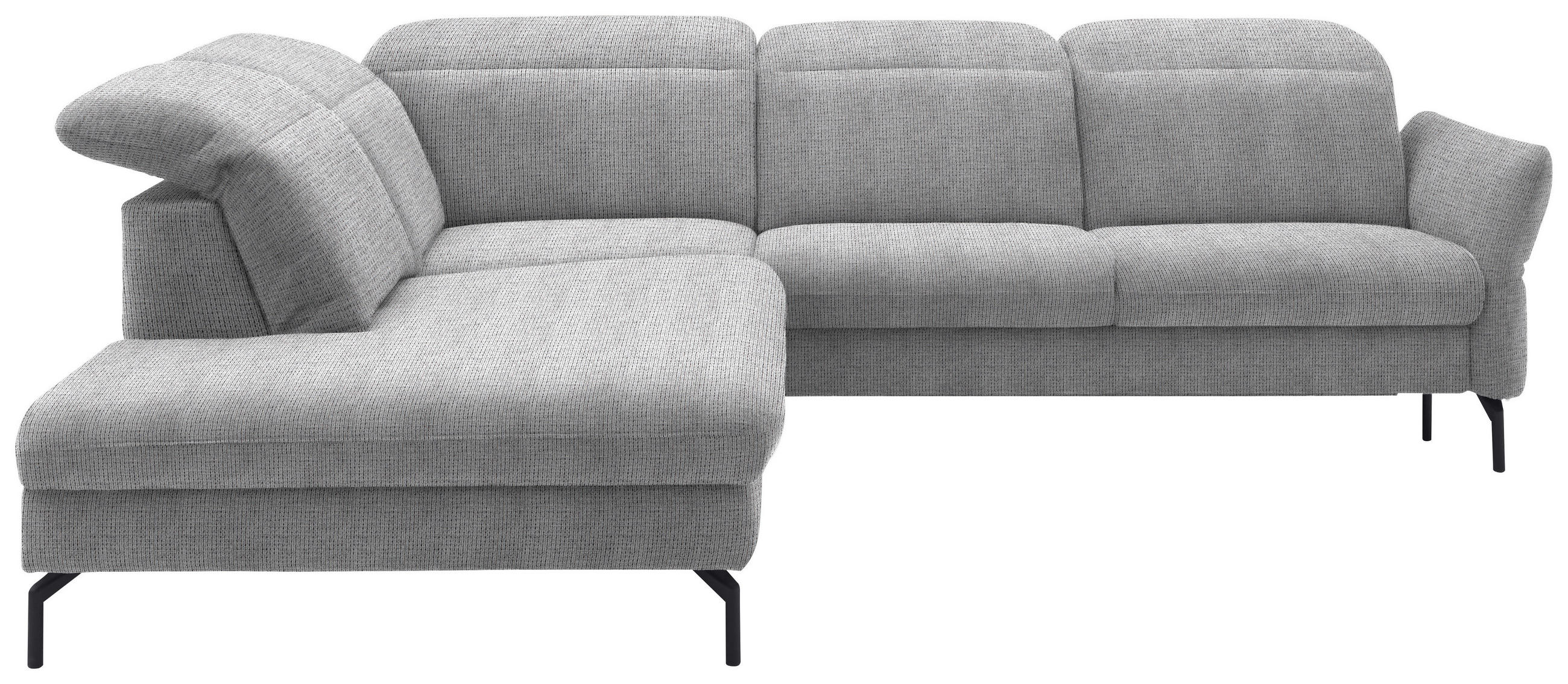 ECKSOFA in Flachgewebe Hellgrau  - Hellgrau/Schwarz, Design, Textil/Metall (233/299-313cm) - Dieter Knoll