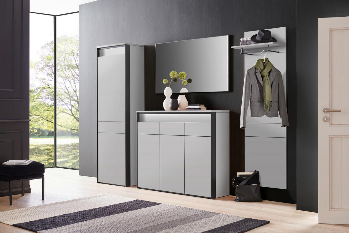 SCHUHSCHRANK 130/106/38 cm  - Kaschmir/Schwarz, Konventionell, Holzwerkstoff (130/106/38cm) - Voleo