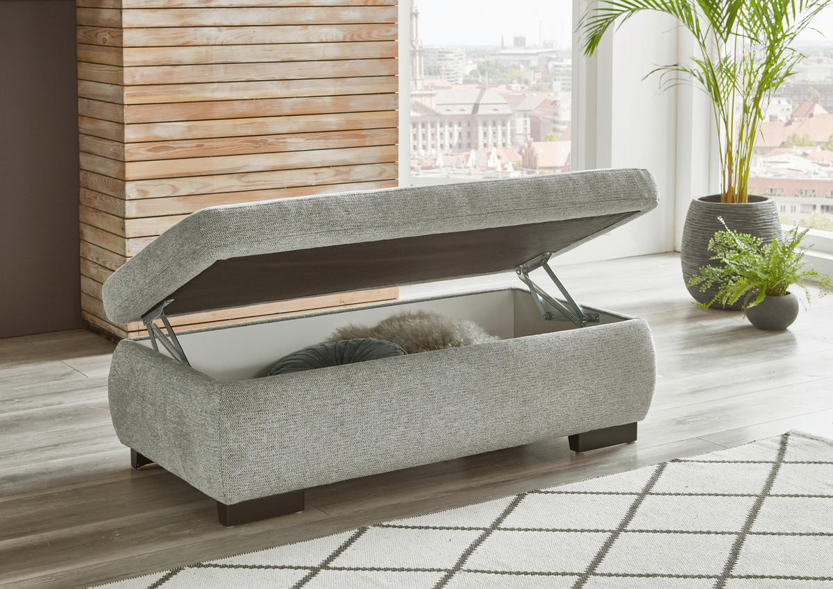 ECKSOFA in Flachgewebe Alufarben  - Schwarz/Alufarben, Design, Textil/Metall (174/297cm) - Beldomo Style