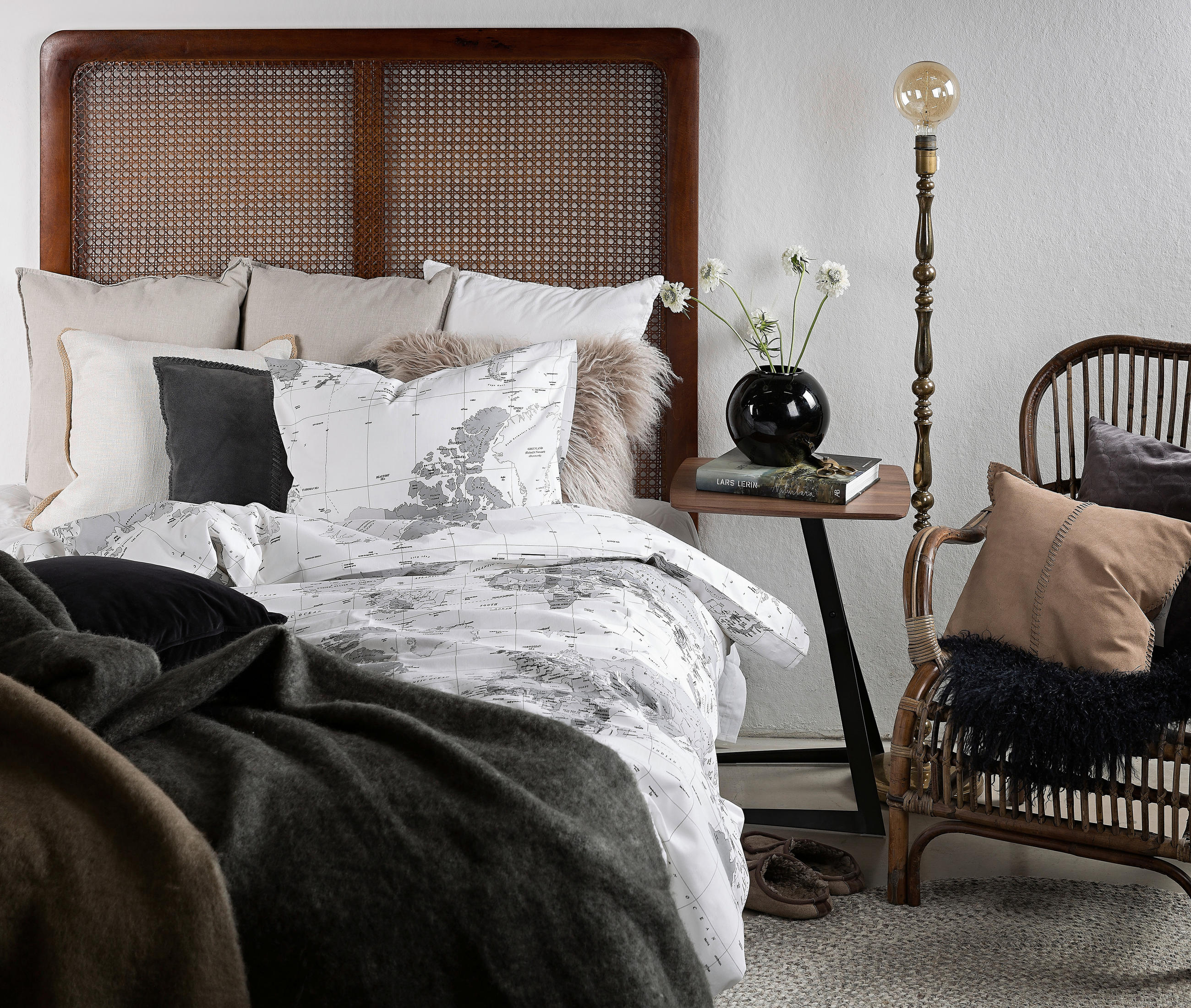 PÅSLAKANSET flatväv 150/210 cm  - vit/antracit, Basics, textil (150/210cm)