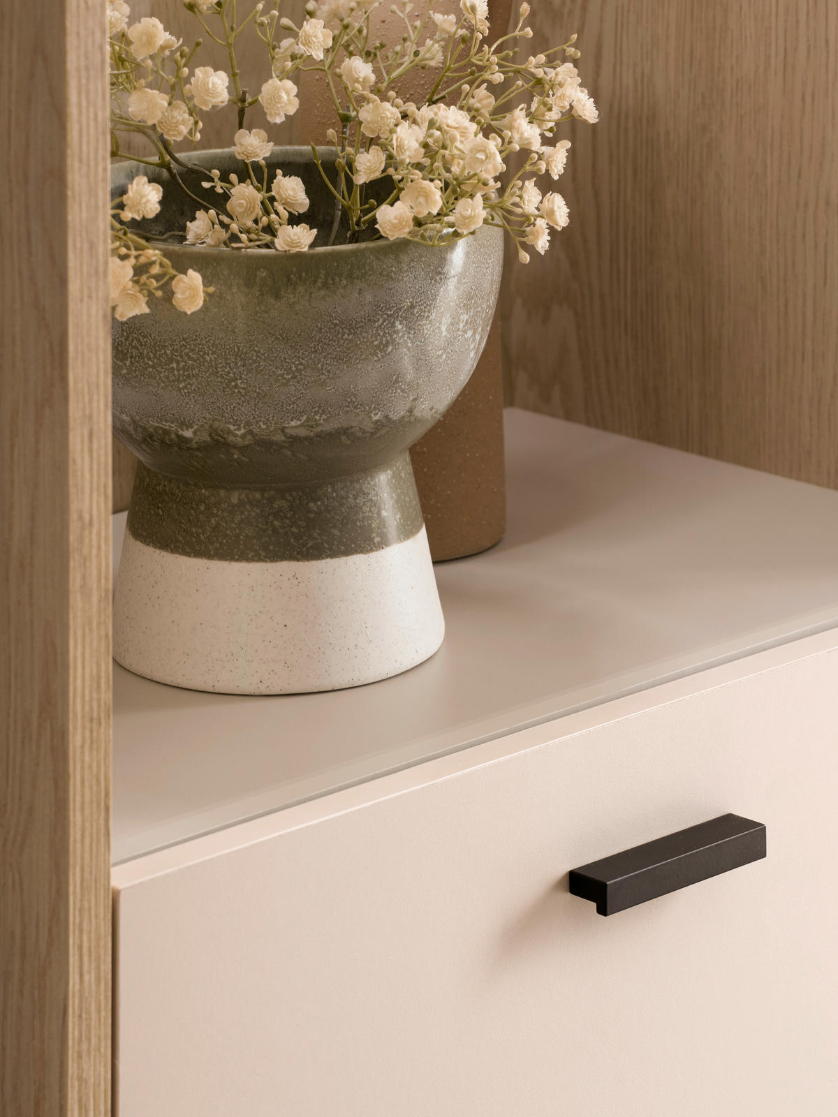 VITRINE  in Eichefarben, Kaschmir - Kaschmir/Eichefarben, Design, Holzwerkstoff/Metall (55/206/35cm) - MID.YOU