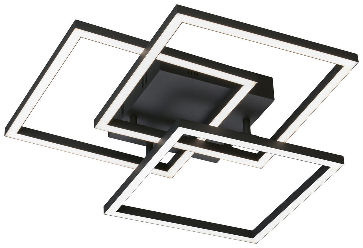 LED-DECKENLEUCHTE Seth 52/52/9,5 cm   - Schwarz, Design, Metall (52/52/9,5cm) - Fischer & Honsel