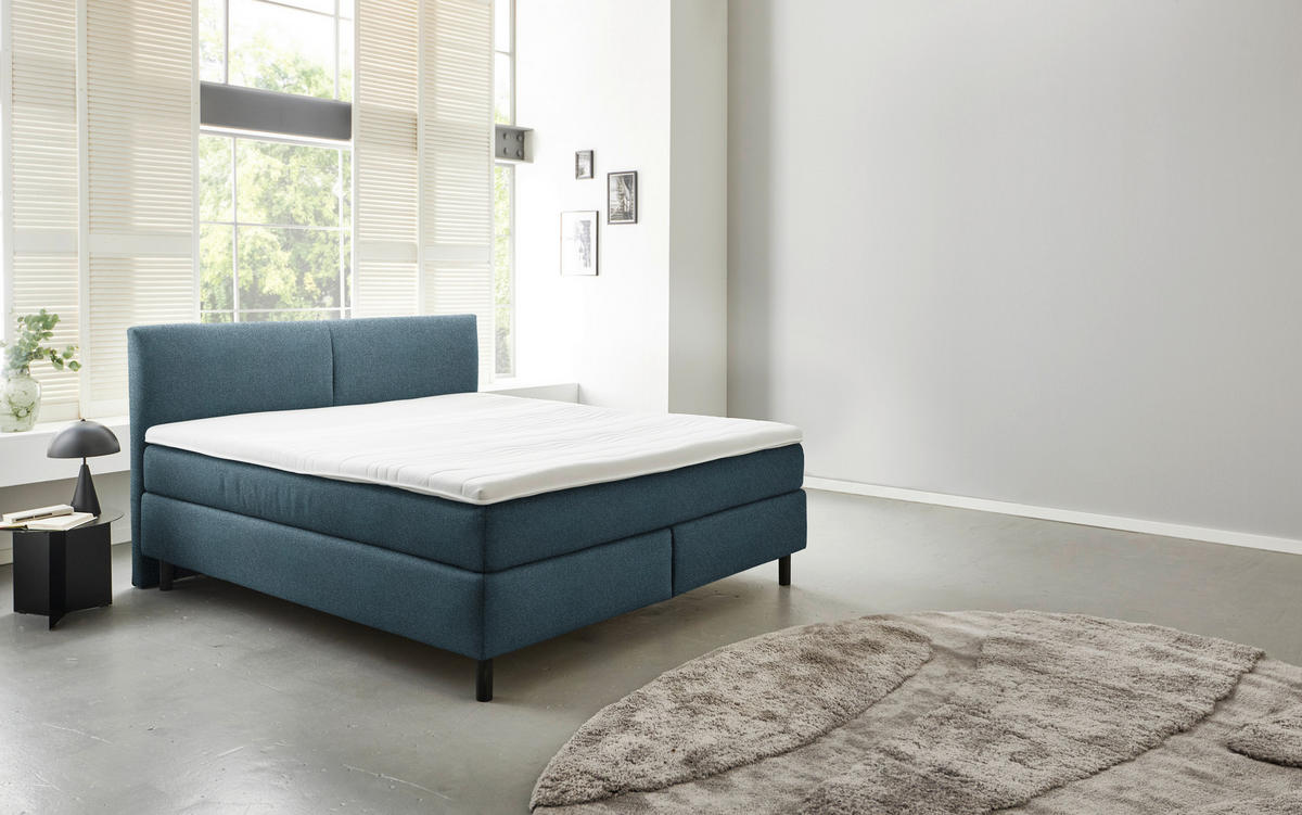 BOXSPRINGBETT - Blau/Schwarz, MODERN, Kunststoff/Textil (180/200cm) - Beldomo - Sleep