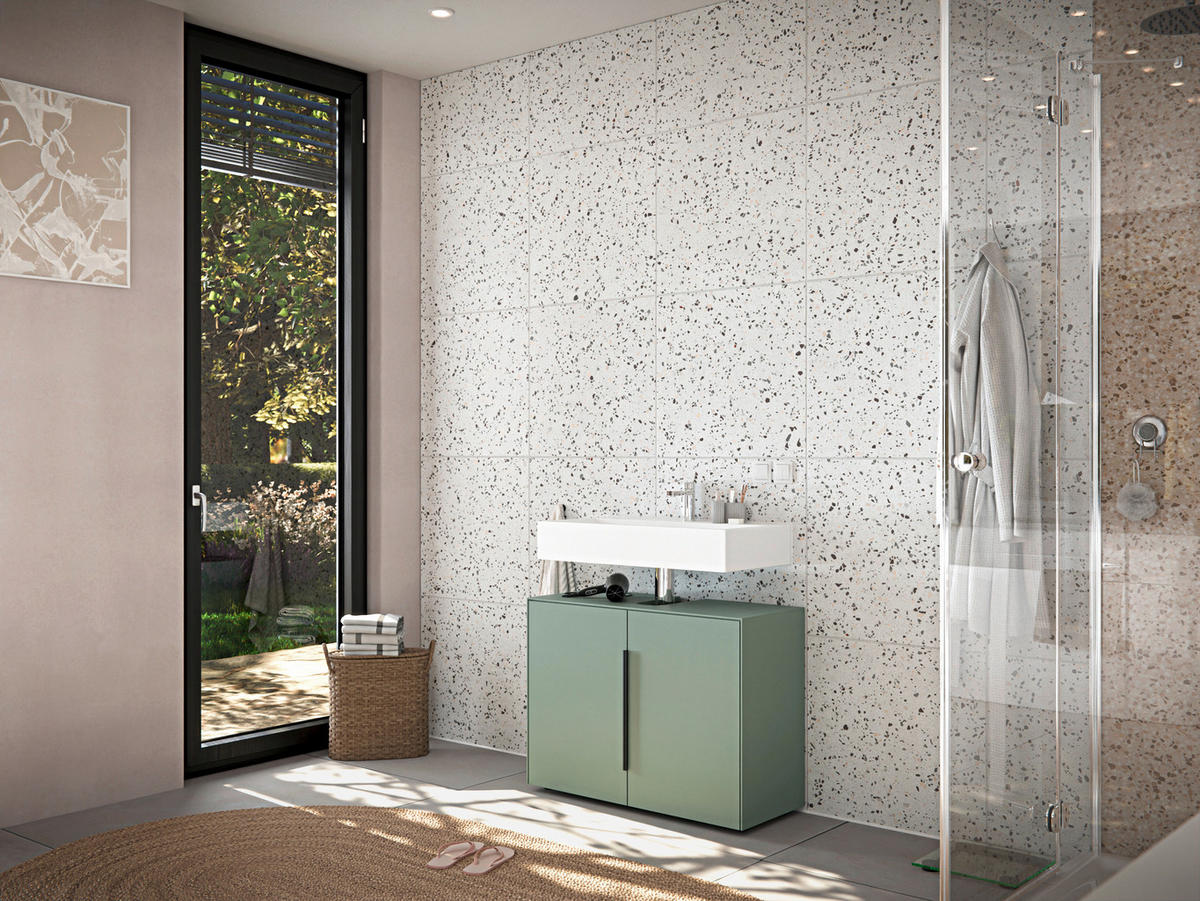 WASCHBECKENUNTERSCHRANK 80/60/33 cm  - Schwarz/Grün, Design, Holzwerkstoff/Kunststoff (80/60/33cm) - home24