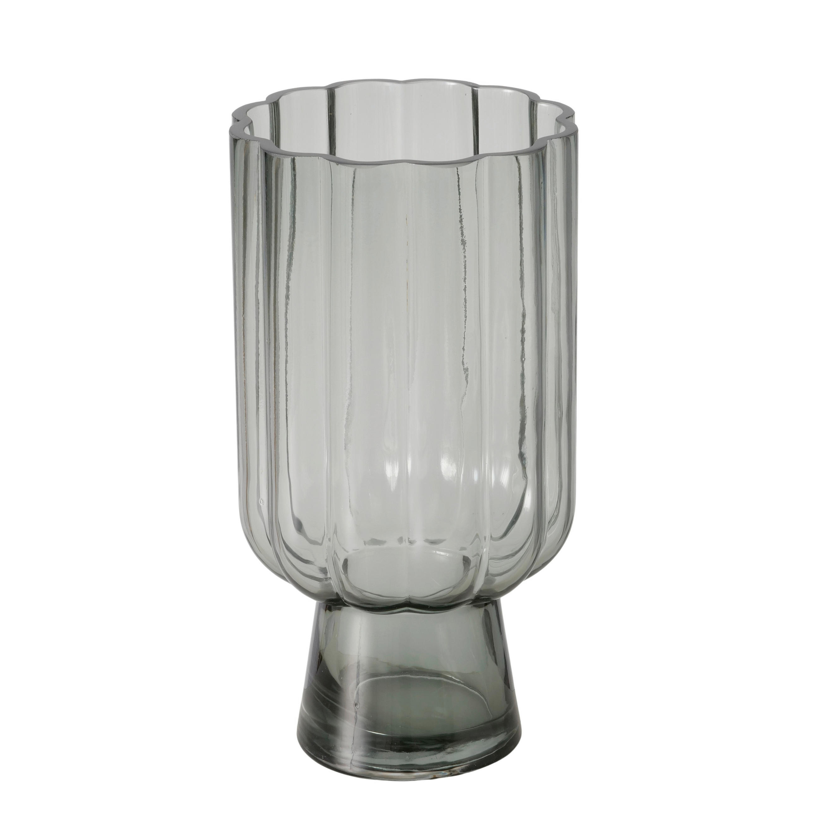 VÁZA  - világosszürke, Design, Üveg (13,5/25,5cm)