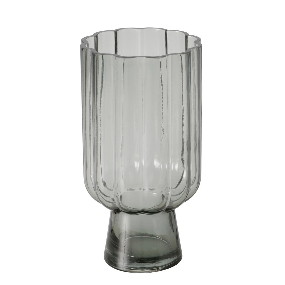 VÁZA  - világosszürke, Design, Üveg (13,5/25,5cm)