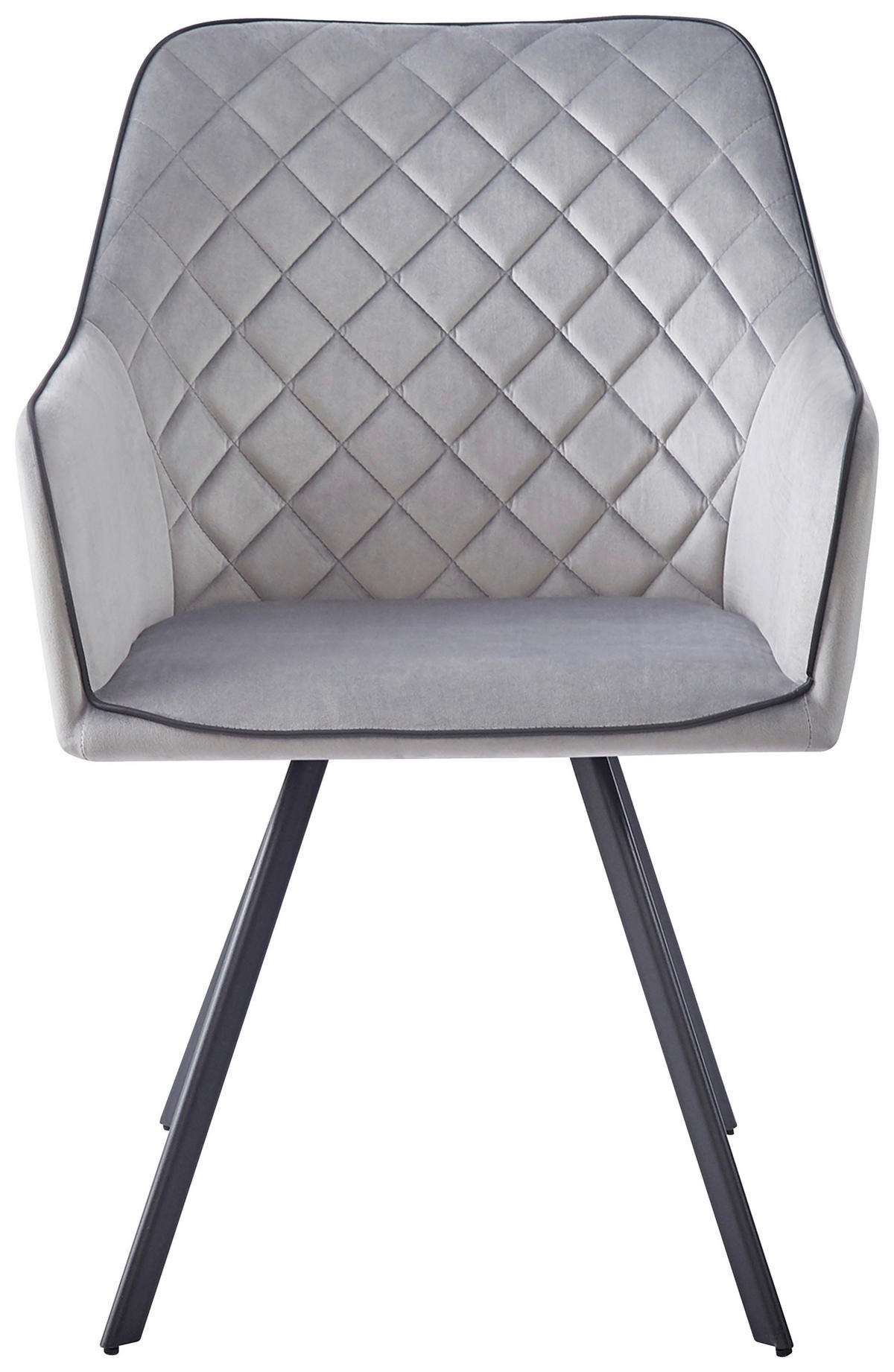 ARMLEHNSTUHL  in Samt  - Grau, MODERN, Textil/Metall (58/85/64,5cm) - Kayoom