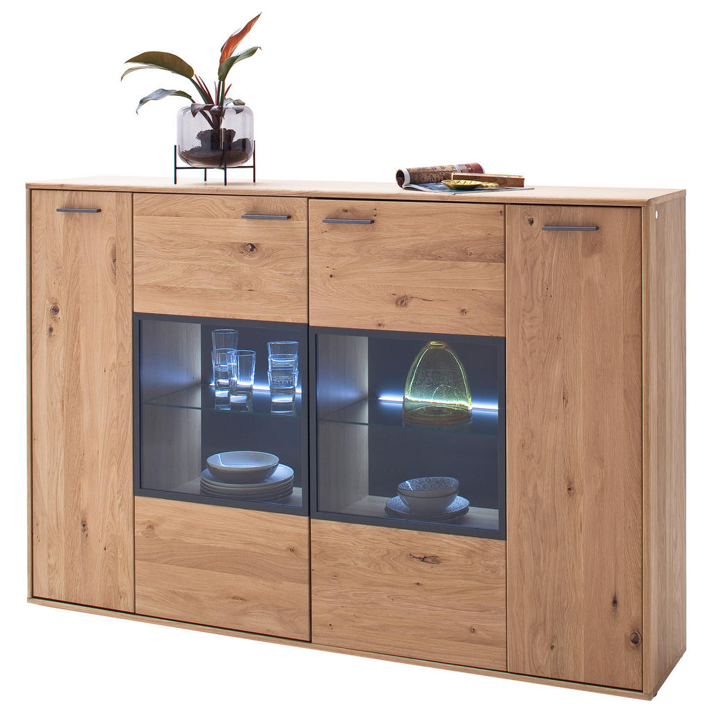 Highboard teilmassiv B: 184 cm Portland Eichefarben