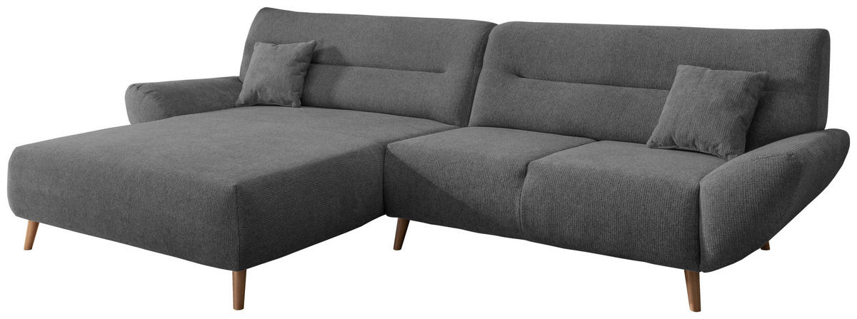 ECKSOFA in Chenille Anthrazit  - Wildeiche/Anthrazit, Modern, Holz/Textil (166/290cm) - MID.YOU