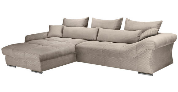 ECKSOFA Taupe Cord  - Taupe/Chromfarben, KONVENTIONELL, Textil/Metall (225/335cm) - Carryhome