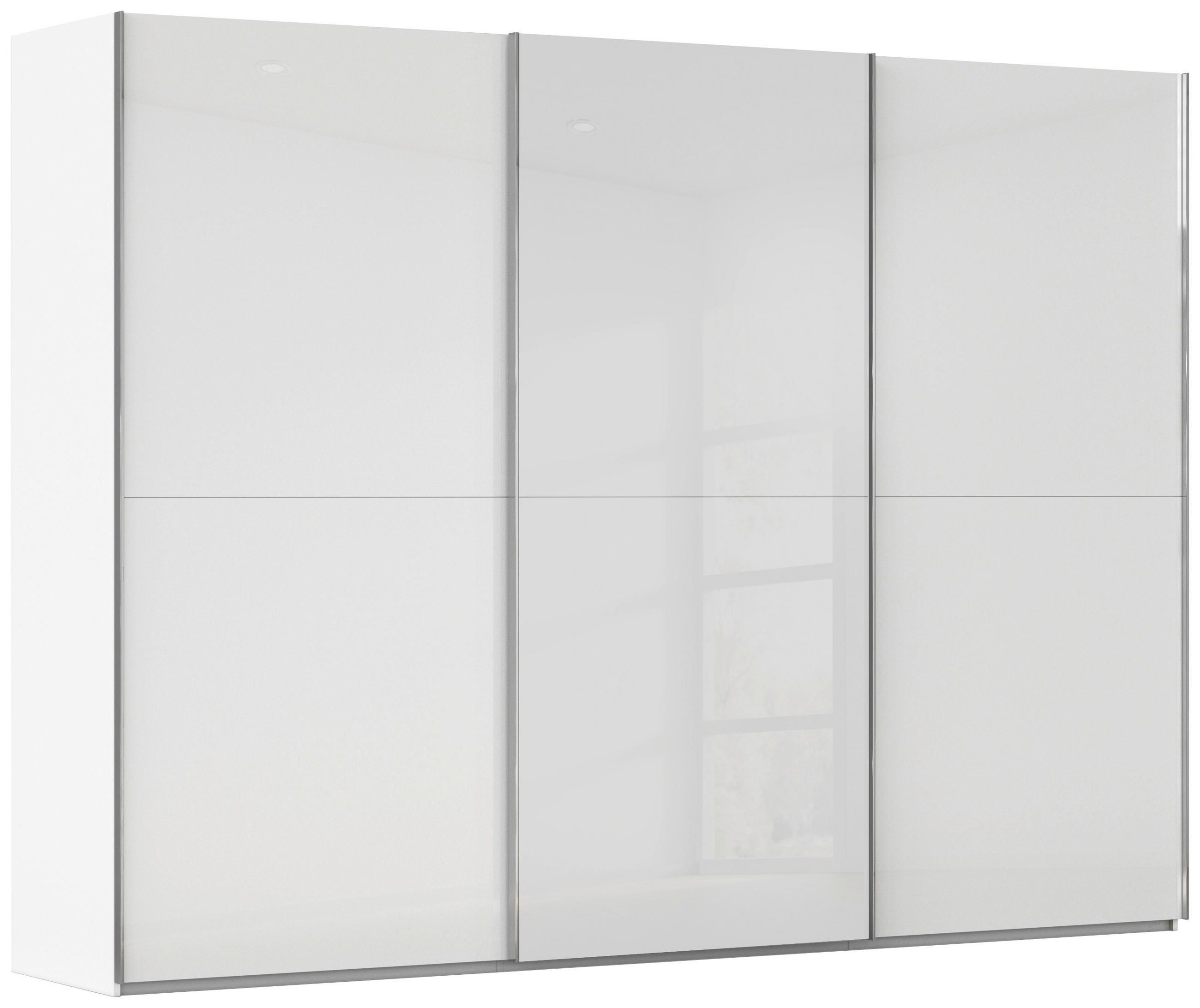 Schwebetürenschrank Mit Glasfront 301cm Fifty, Weiß