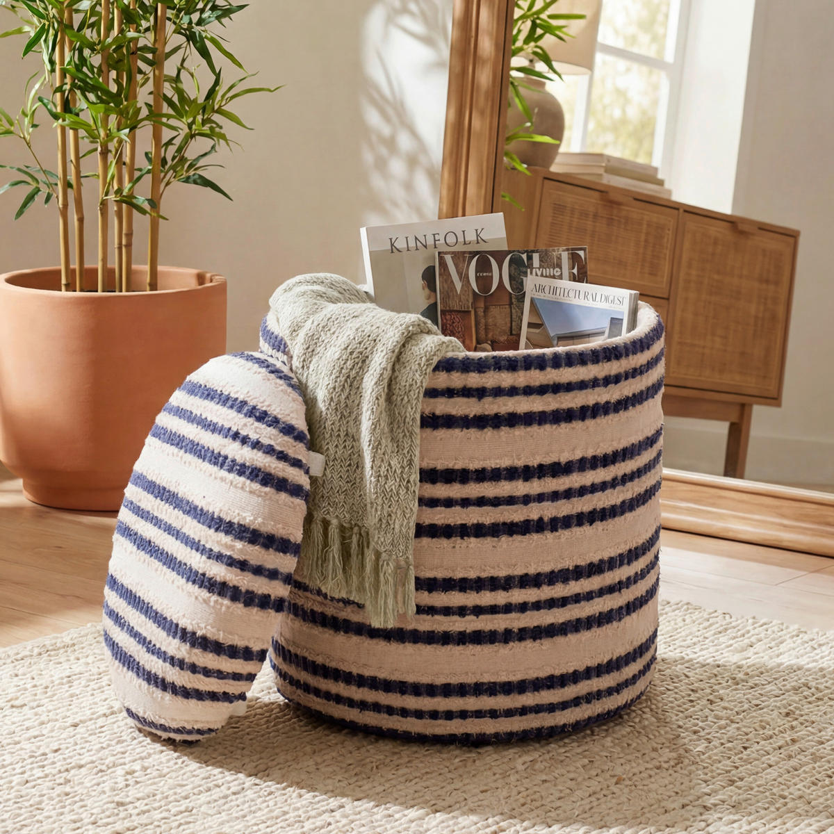 HOCKER Textil Beige  - Beige, Design, Textil (40/45/40cm) - Livetastic