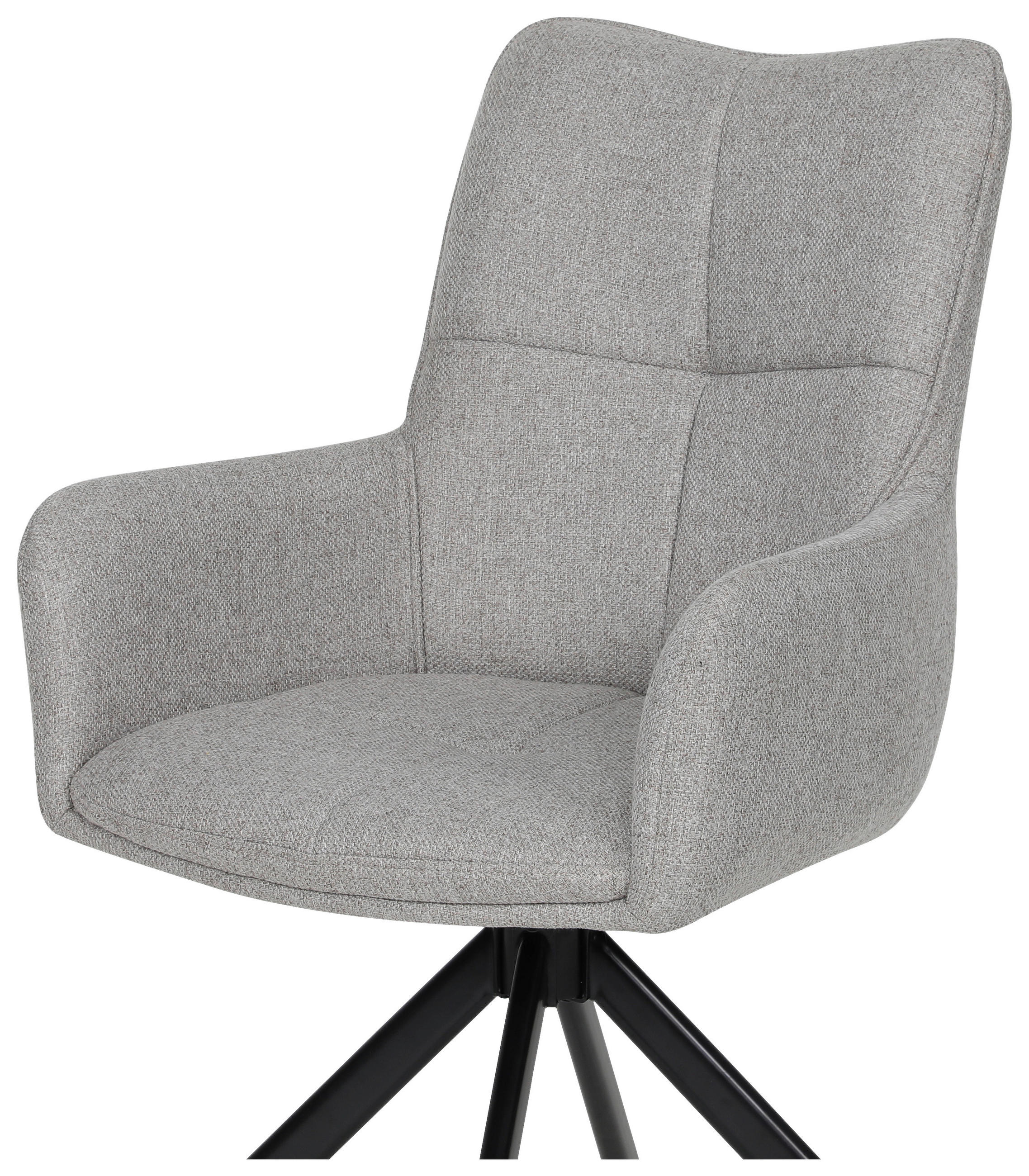 ARMLEHNSTUHL  in Eisen Leinenoptik  - Beige/Schwarz, KONVENTIONELL, Textil/Metall (56/90/64cm) - Livetastic