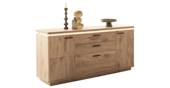 SIDEBOARD  170/81/44 cm 3 Schublade(n)  - Eichefarben/Anthrazit, KONVENTIONELL, Holzwerkstoff/Metall (170/81/44cm) - Cantus