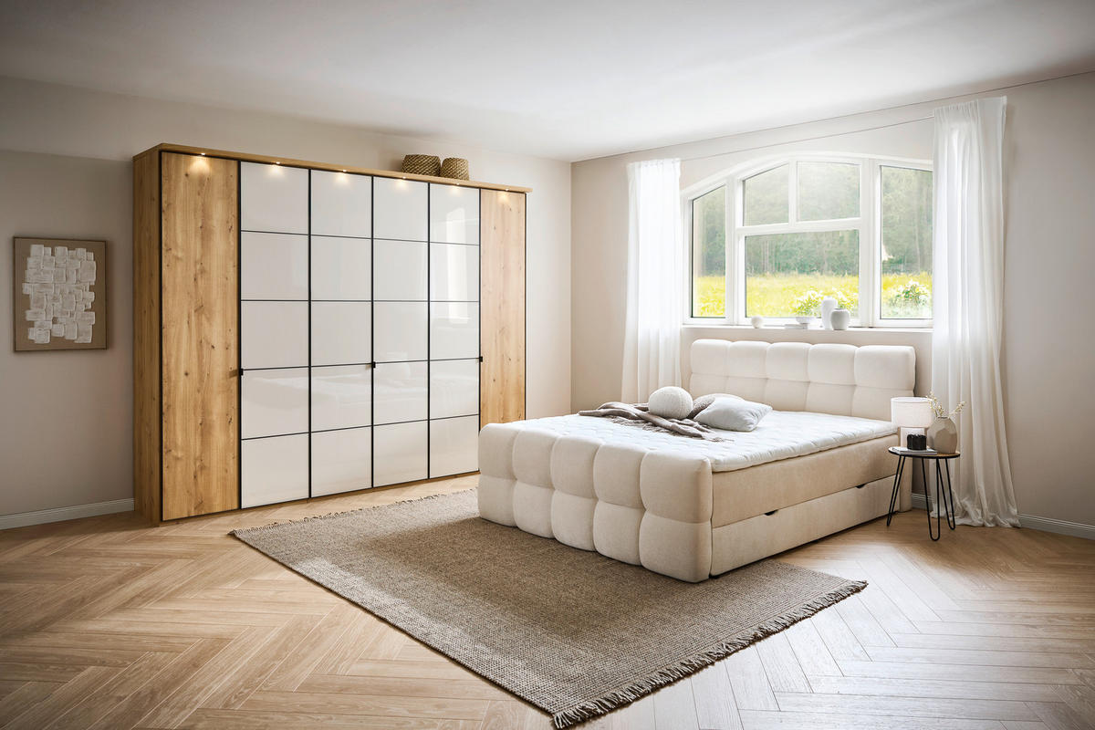 BOXBETT 180/200 cm  in Beige  - Beige/Schwarz, Design, Holz/Kunststoff (180/200cm) - Moderano