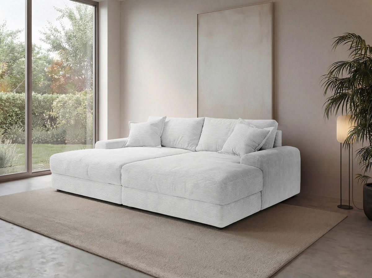 BIGSOFA Cord Perlmutt  - Perlmutt/Schwarz, Modern, Kunststoff/Textil (234/93/190cm) - Carryhome