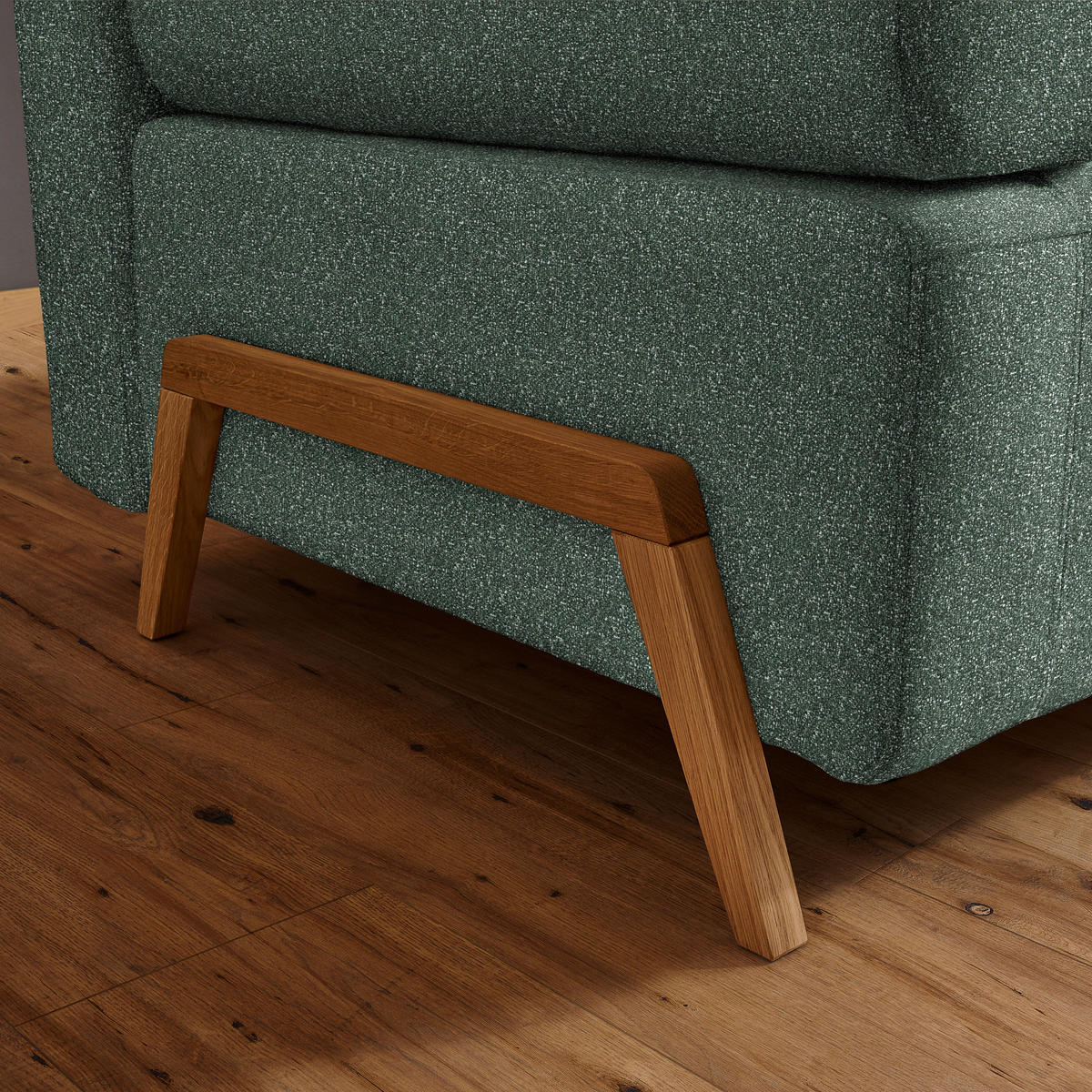 SCHLAFSOFA  mit Stoffauswahl, Liegefunktion, Schlafen auf Sitzhöhe Bouclé Grün  - Naturfarben/Grün, Design, Holz/Textil (211/88/102cm) - Niels Andersson