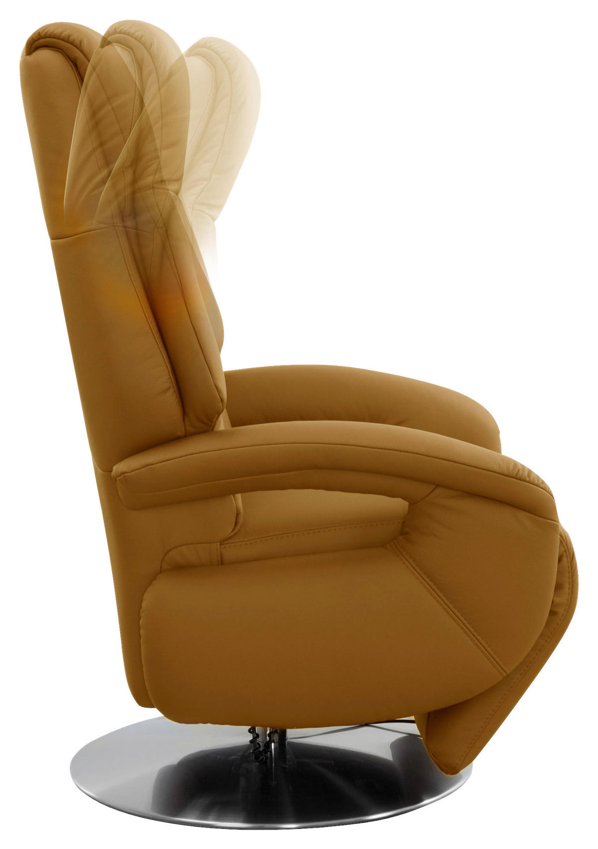 RELAXSESSEL in Leder Currygelb  - Currygelb/Edelstahlfarben, Konventionell, Leder/Metall (74/111/77cm) - Sit & More