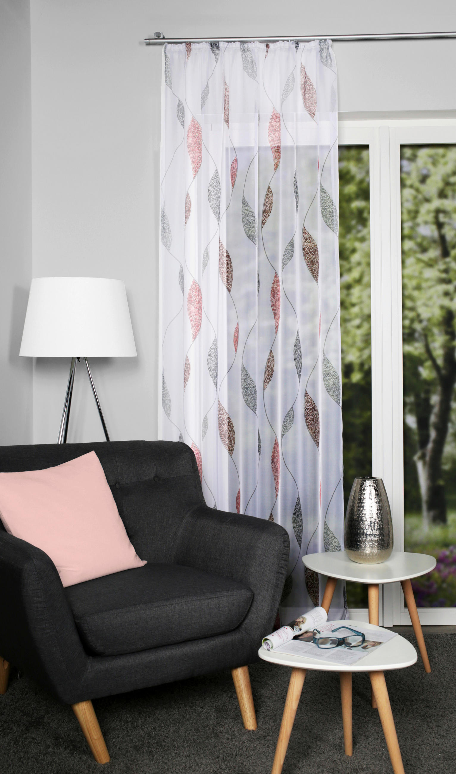 FERTIGVORHANG transparent 140/245 cm - Rot, KONVENTIONELL, Textil (140/245cm)