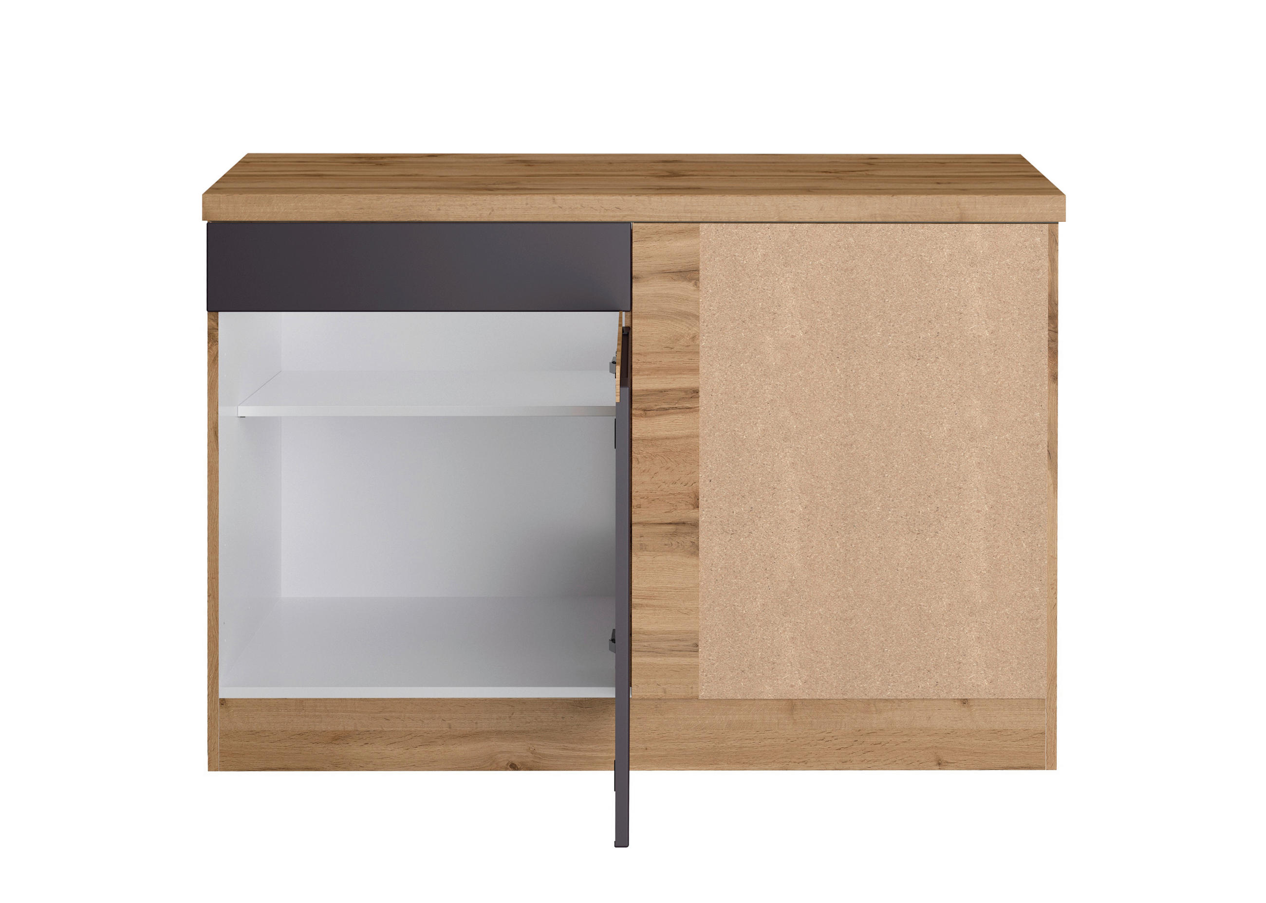ECKUNTERSCHRANK 120/86/60 cm  in Grau, Eiche Wotan  - Eiche Wotan/Grau, Design, Holzwerkstoff (120/86/60cm) - Held