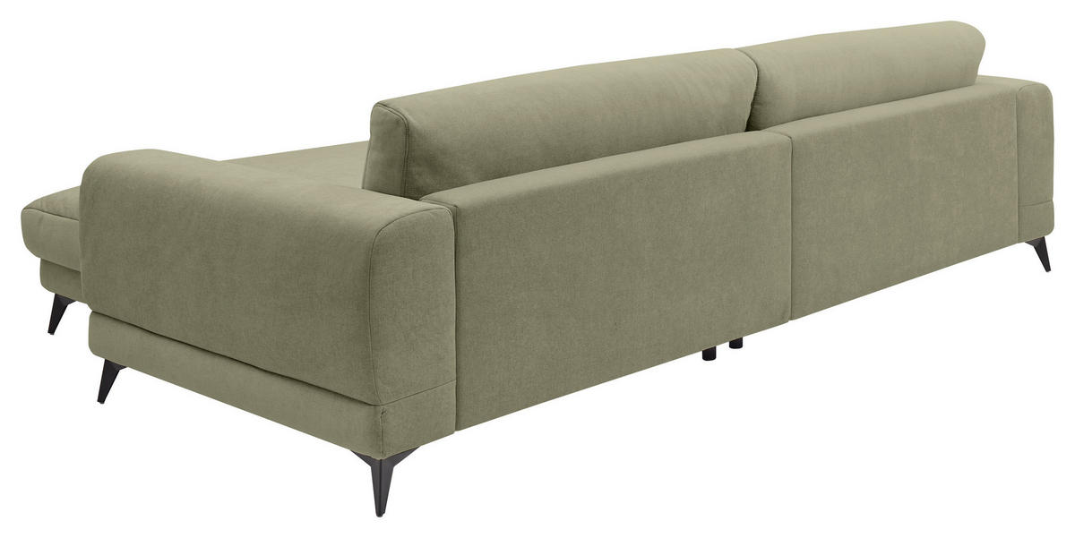 ECKSOFA Grün Chenille  - Schwarz/Grün, KONVENTIONELL, Textil/Metall (292/194cm) - SetOne by Musterring