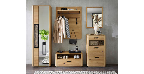 GARDEROBE  in 240/205/39 cm  - Wildeiche/Schwarz, Basics, Glas/Holz (240/205/39cm) - Linea Natura