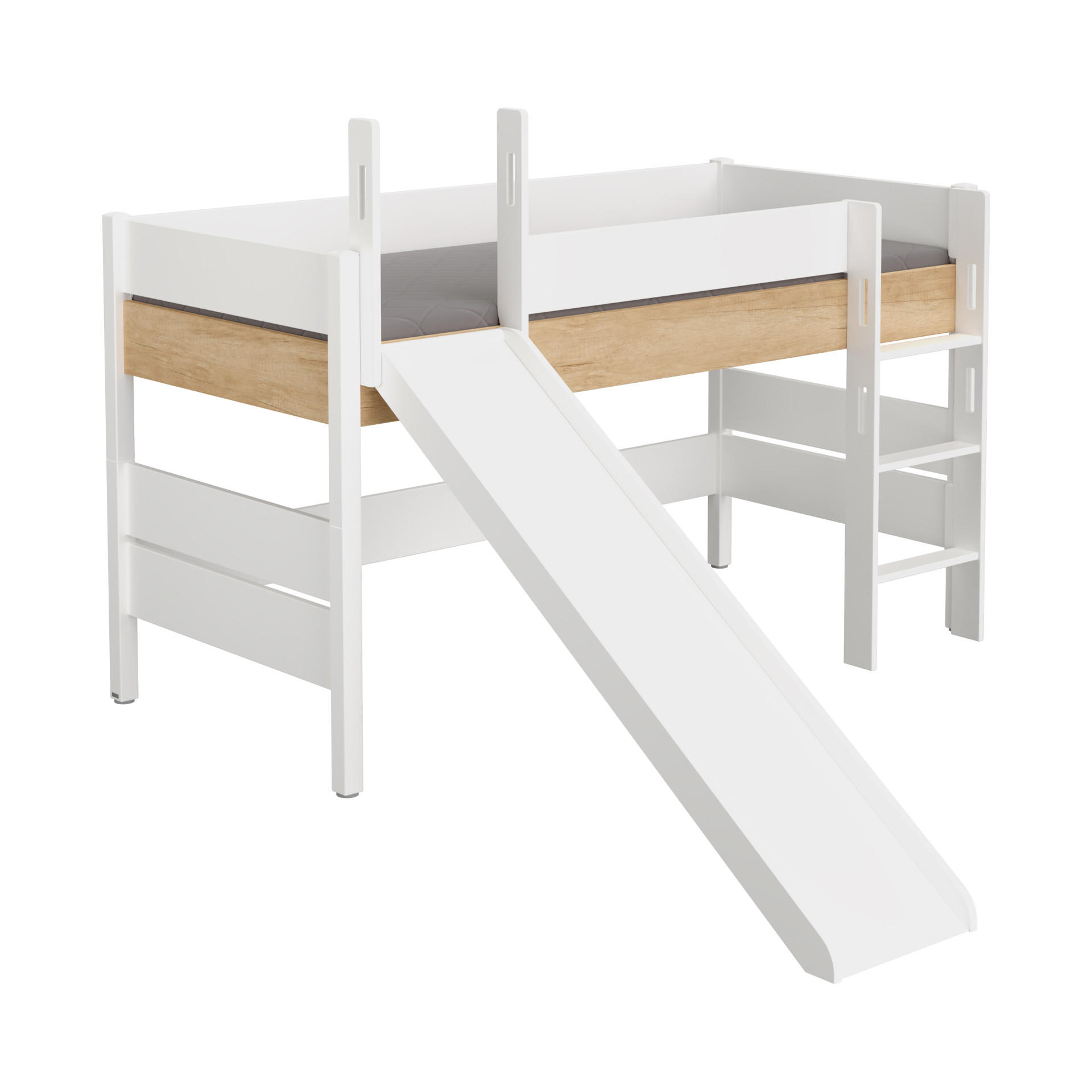 SPIELBETT 90/200 cm  - Weiss/Eichefarben, Konventionell, Holz/Holzwerkstoff (90/200cm) - Paidi