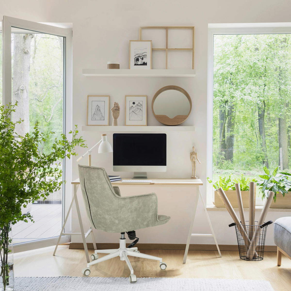 DREHSTUHL Grau  - Weiß/Grau, MODERN, Kunststoff/Textil (54/85/70cm) - MID.YOU