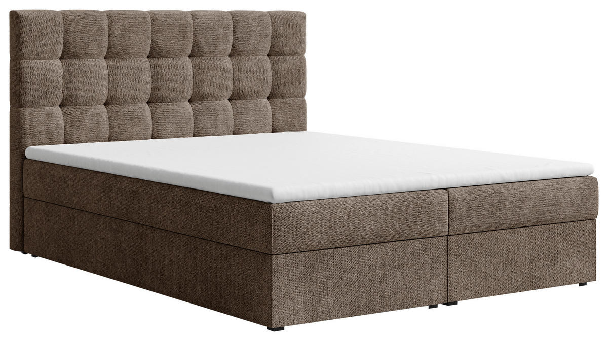 BOXBETT 160/200 cm,  in Braun, Bettkasten, Topper, H2 + H3 = mittel + fest  - Schwarz/Braun, MODERN, Holz/Kunststoff (160/200cm) - Livetastic