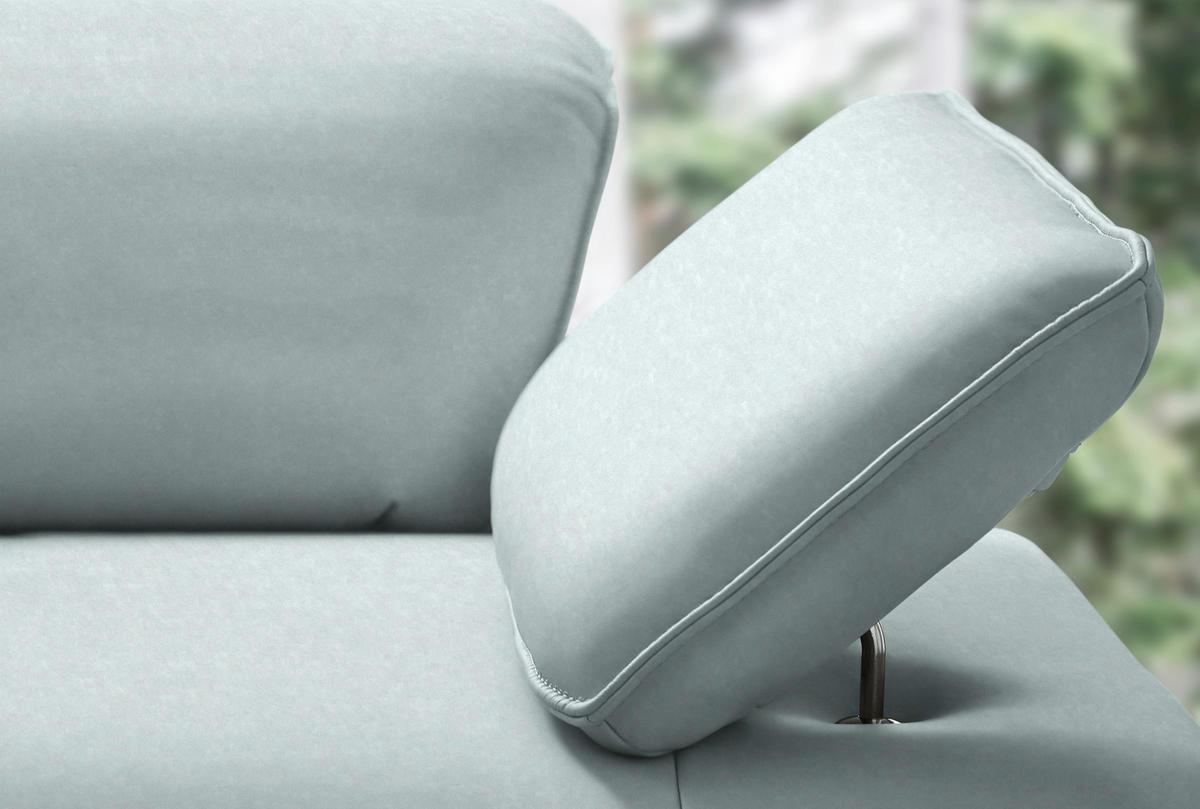 ECKSOFA  in Echtleder Hellblau  230/290 cm  - Anthrazit/Hellblau, Design, Leder/Metall (230/290cm) - Johann Jakob