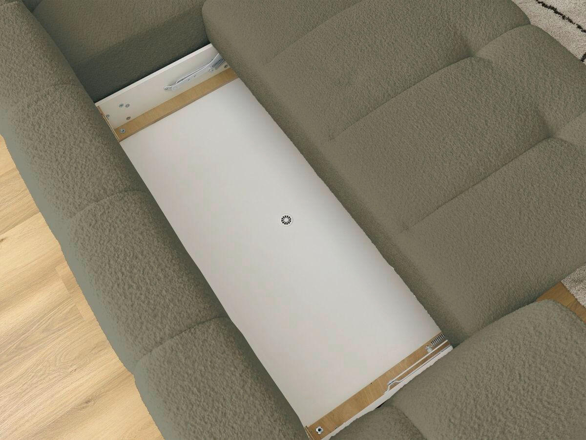 ECKSCHLAFSOFA EVEREST Bouclé Grün  inkl. Rückenkissen, Schlaffunktion  - Schwarz/Grün, MODERN, Kunststoff/Textil (282/204cm)