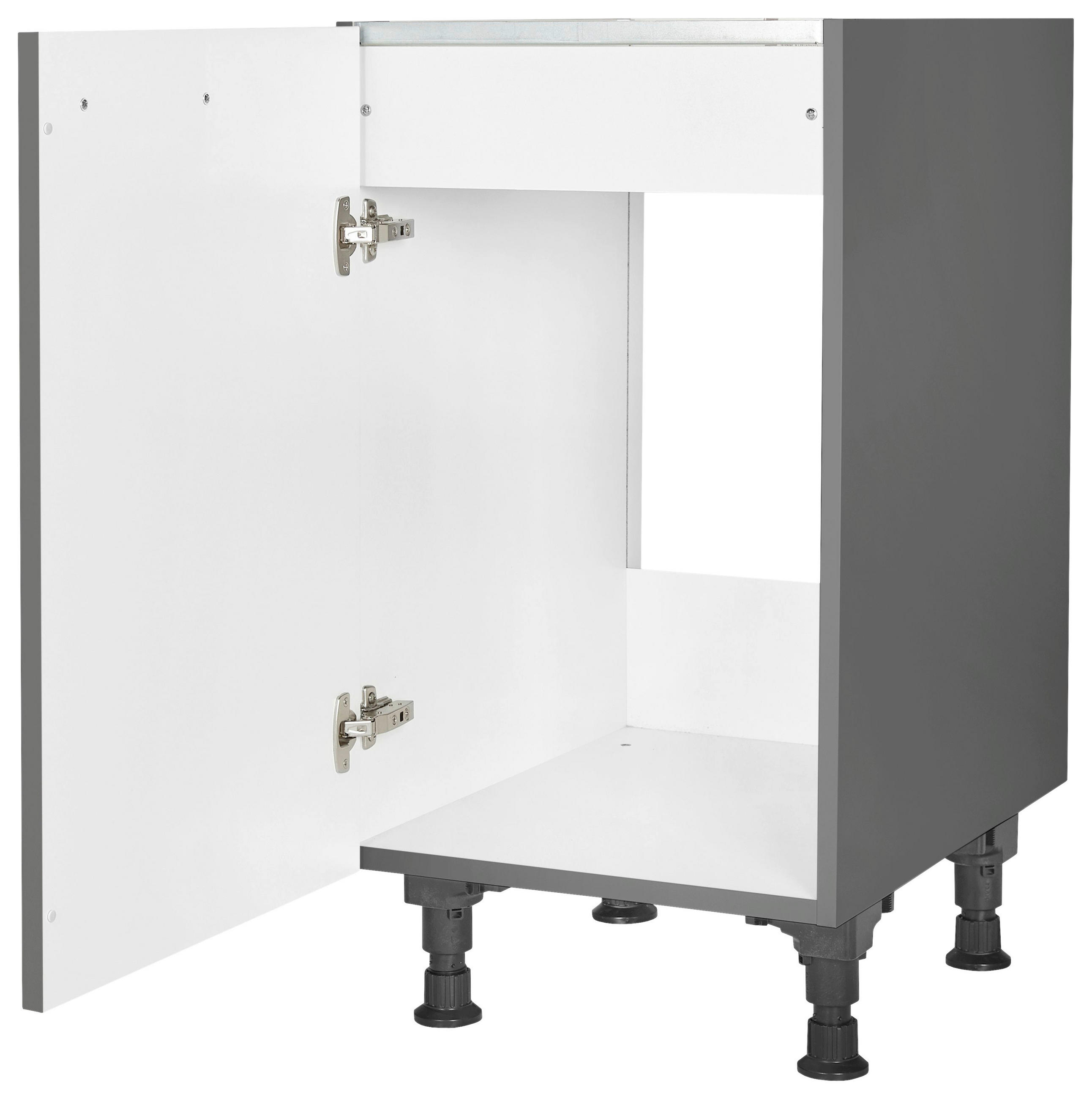 SPÜLENUNTERSCHRANK 45/87/56 cm  in Schieferfarben  - Schieferfarben/Edelstahlfarben, MODERN, Holzwerkstoff/Metall (45/87/56cm) - Nobilia