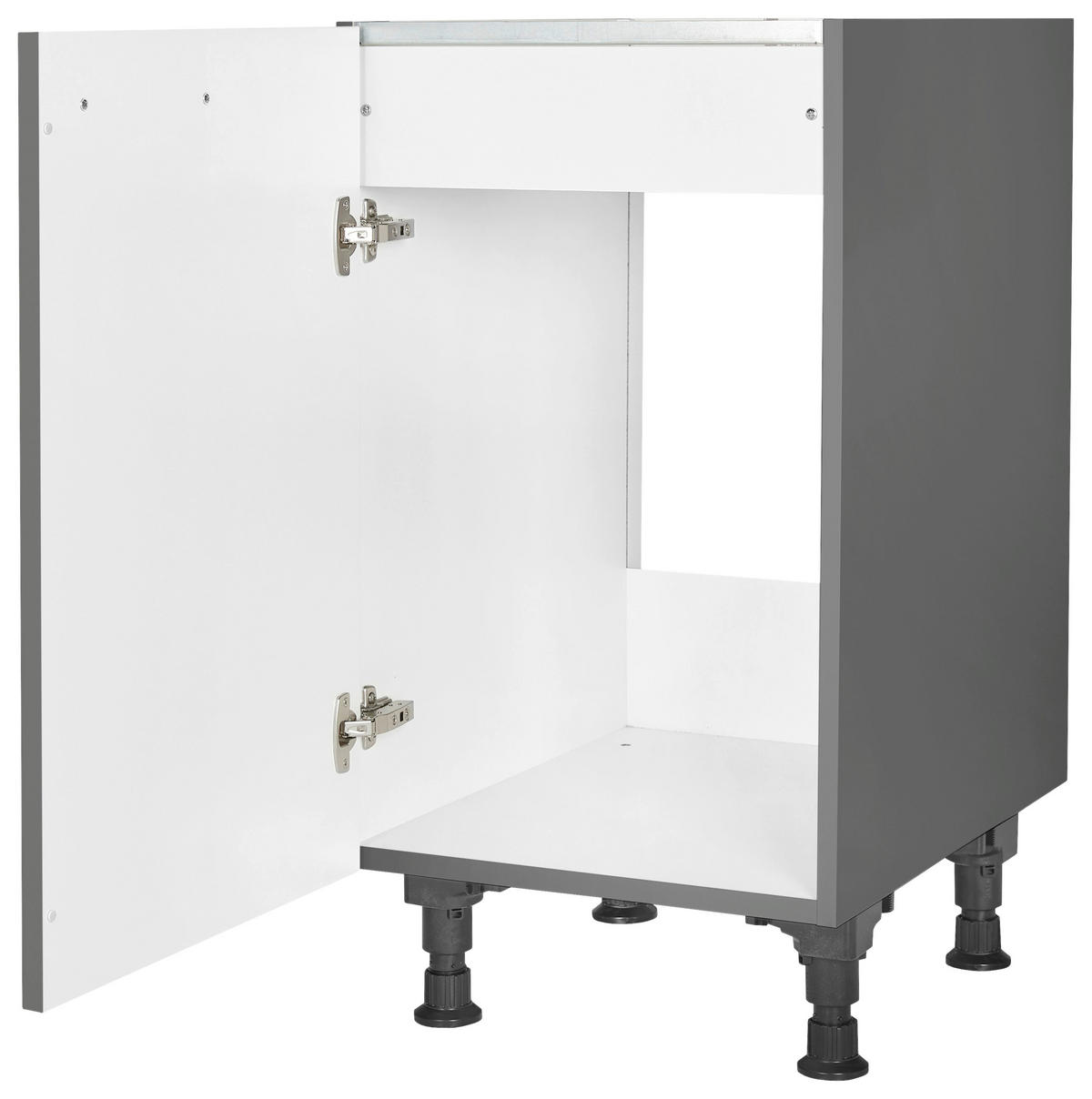 SPÜLENUNTERSCHRANK 45/87/56 cm  in Schieferfarben  - Schieferfarben/Edelstahlfarben, MODERN, Holzwerkstoff/Metall (45/87/56cm) - Nobilia