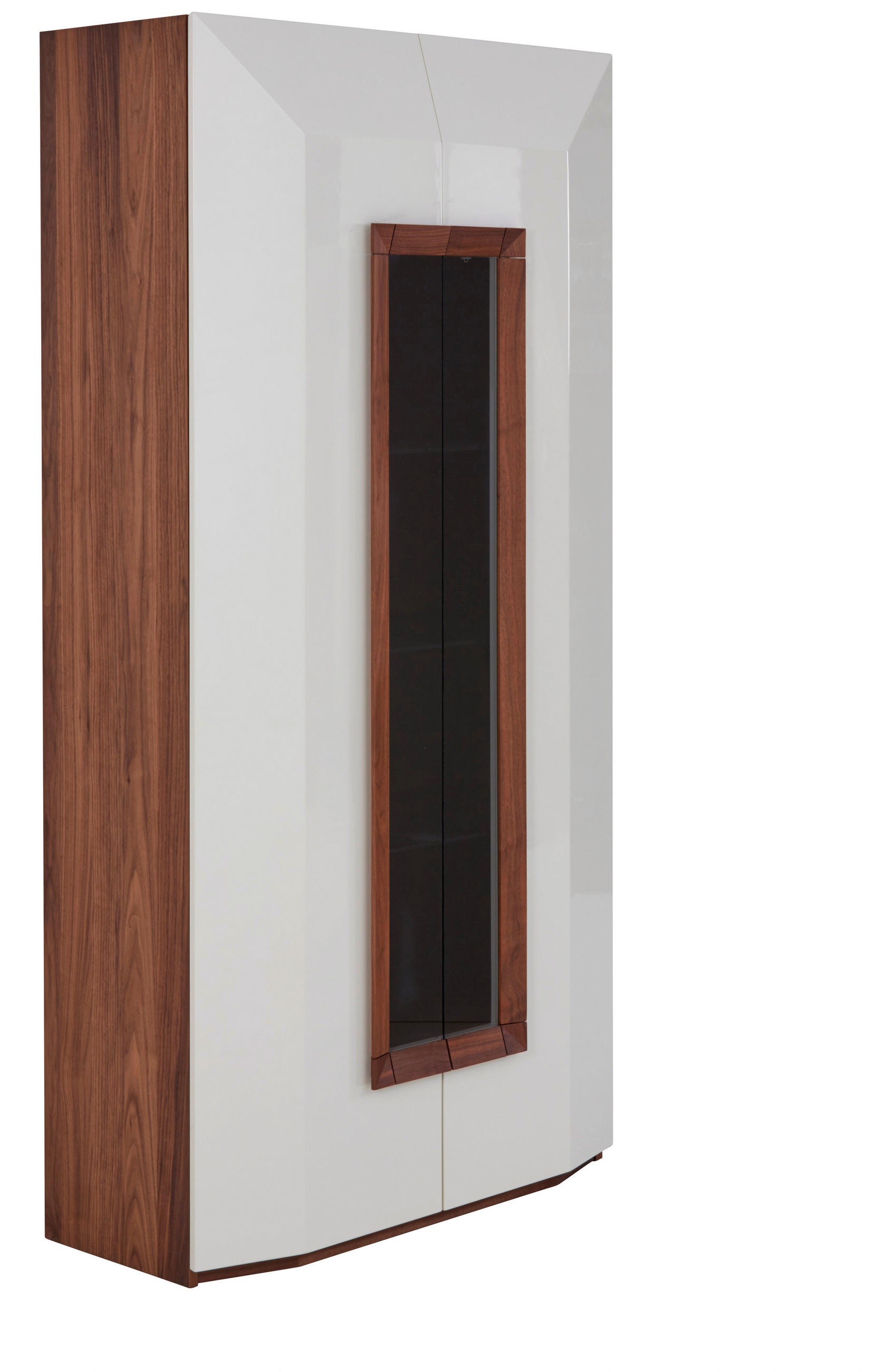 VITRINE in furniert Nussbaum Weiß, Nussbaumfarben - Nussbaumfarben/Weiß, Design, Holz/Holzwerkstoff (100/200/46cm) - Ambiente