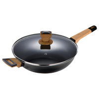 BRATPFANNE  - Hellbraun/Schwarz, Basics, Glas/Holz (28/7,5cm)
