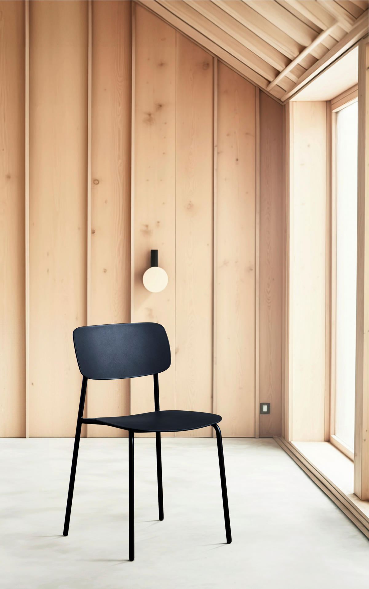 STOLSET 4 styck stapelbar, kan torkas av   - svart, Modern, metall/plast (43,5/79/61cm) - Livetastic