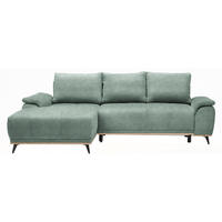 ECKSOFA in Chenille Grün  - Schwarz/Grün, Modern, Textil/Metall (168/262cm) - home24