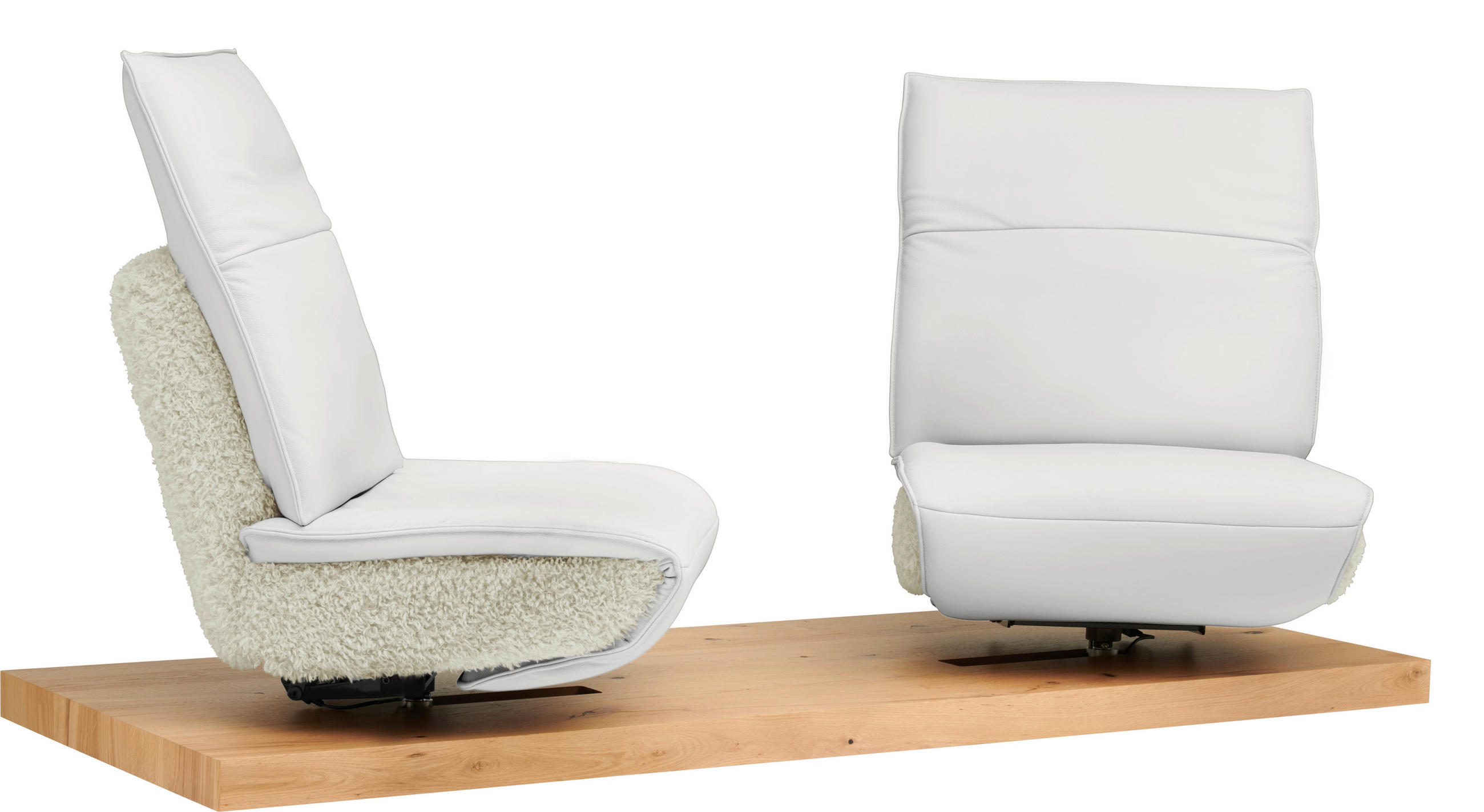 2-SITZER-SOFA Hochflor Echtleder Weiss  - Weiss/Schwarz, Design, Leder/Holz (240/65/104cm) - Koinor