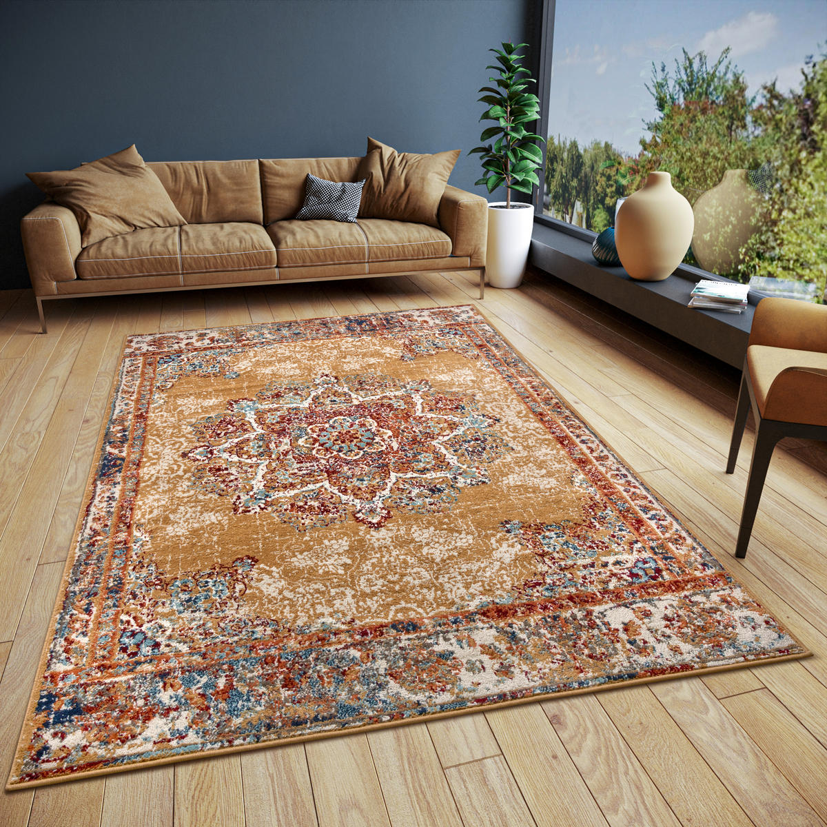 FLACHWEBETEPPICH 57/90 cm Luxor Multicolor, Honig  - Multicolor/Honig, Design, Kunststoff/Textil (57/90cm)