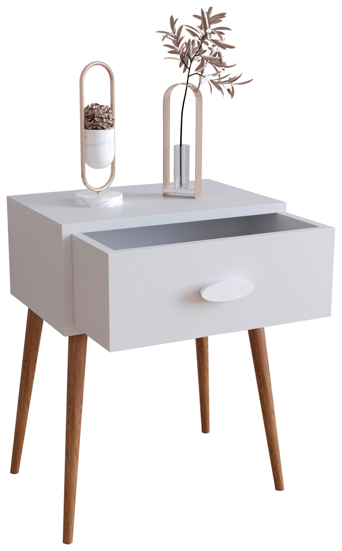 NACHTTISCH 44,5/60/30 cm  in Weiss  - Honigeiche/Weiss, Modern, Holzwerkstoff (44,5/60/30cm) - MID.YOU