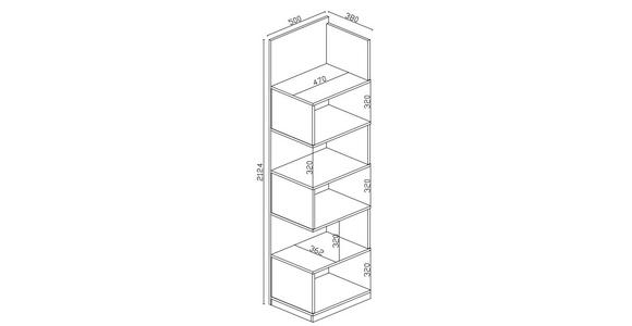 REGAL  50/212/38 cm Eichefarben  - Eichefarben, Natur, Holz/Holzwerkstoff (50/212/38cm) - Linea Natura